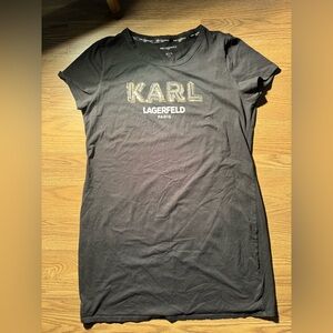 Karl Lagerfeld Black Tee Dress with Gold Accents